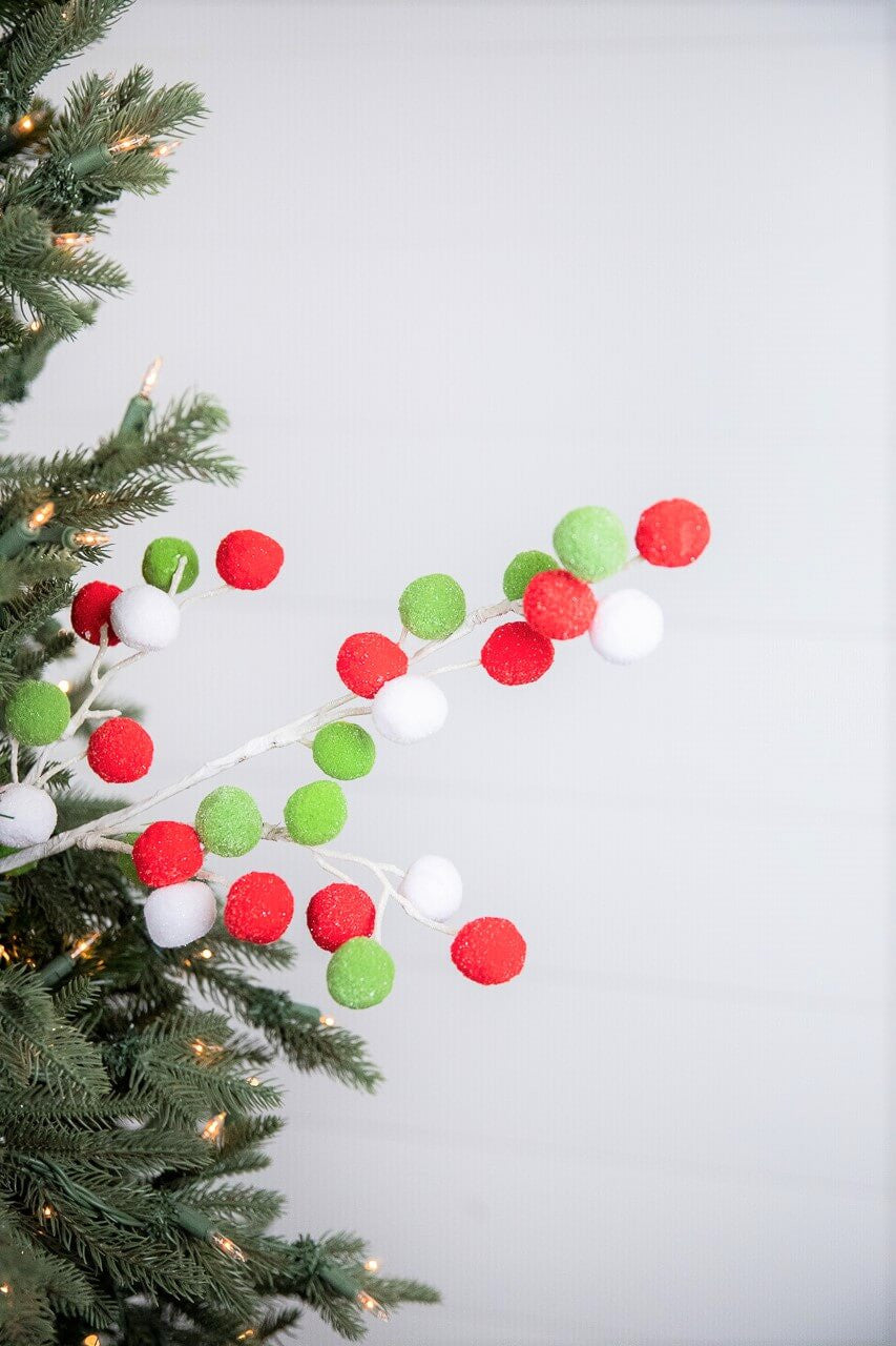 28 Inch Felt Ball Spray Red White Green Christmas Decoration