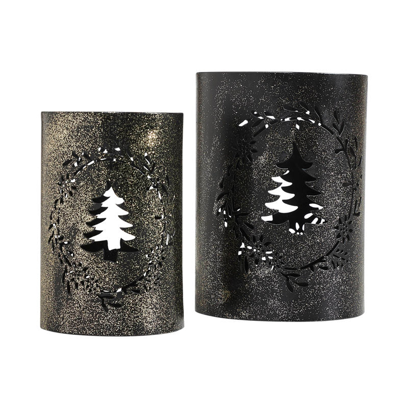 Festive Finds Votive Candle Holder Christmas Tree Wreath Set of 2