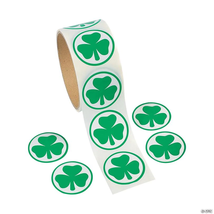 Festive Shamrock Sticker Roll for St. Patrick's Day Crafts - 100 Pc. | USA Decoration®