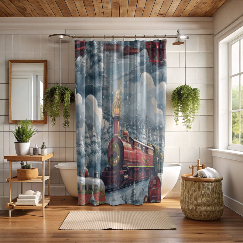 Festive Train - Premium Shower Curtain