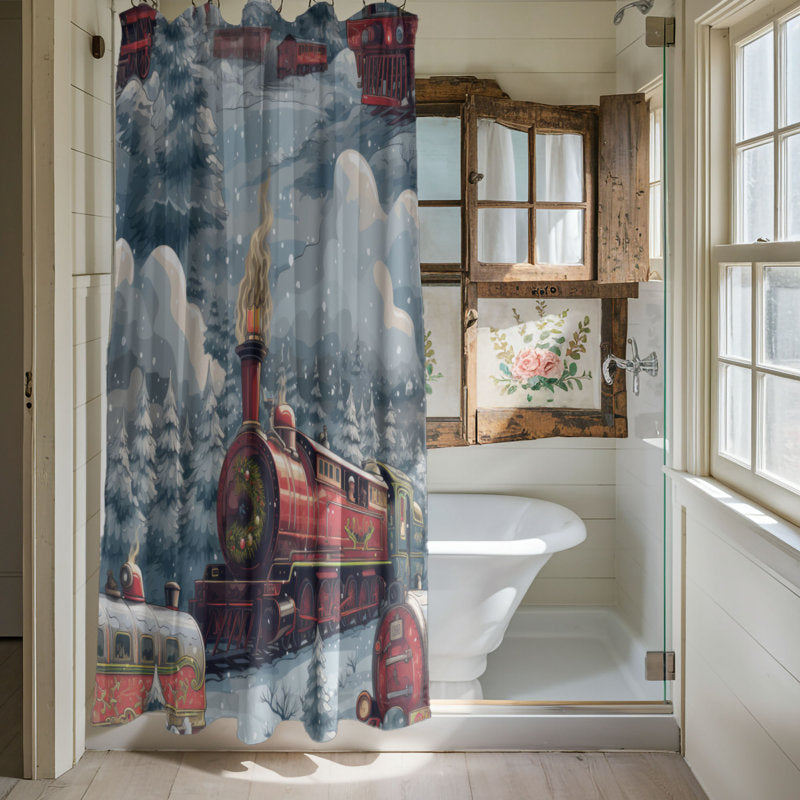 Festive Train - Premium Shower Curtain