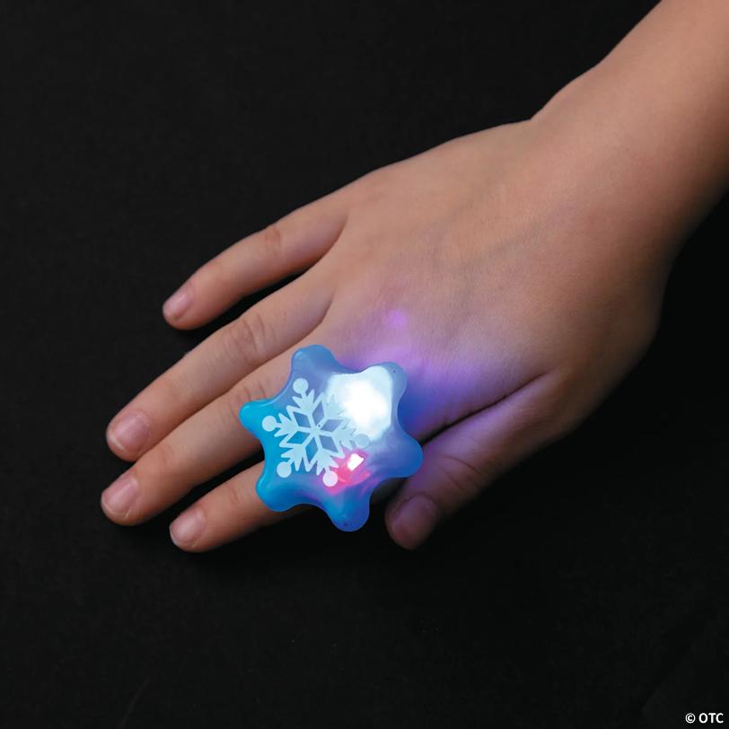 Flashing Snowflake Light-Up Rings - 12 Pc.