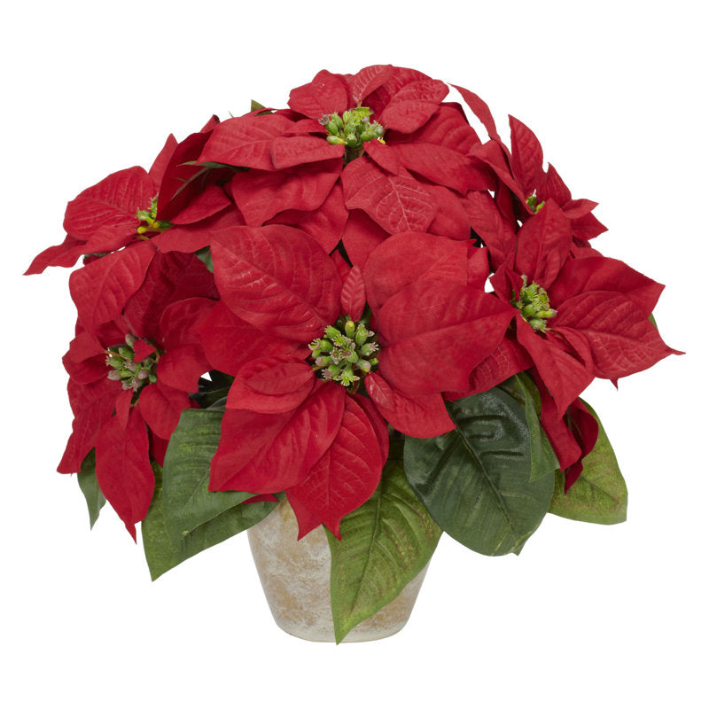 Holiday floral arrangement in a vase