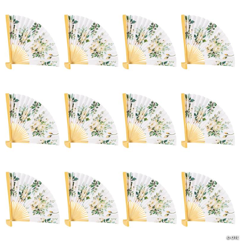 Floral Folding Fans - 12 Pc. | USA Decoration®