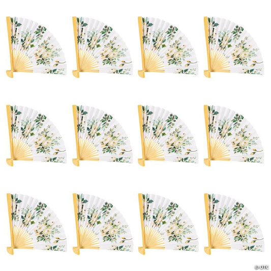 Floral Folding Fans - 12 Pc. | USA Decoration®