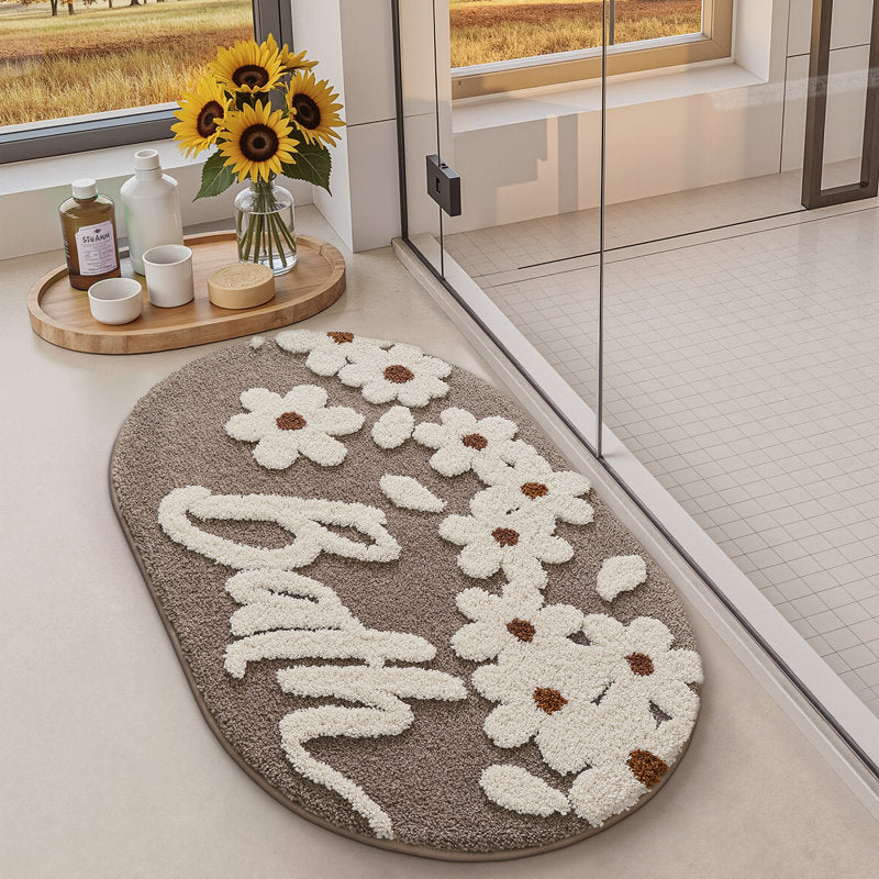 Floral Non-Slip Washable Bath Rug