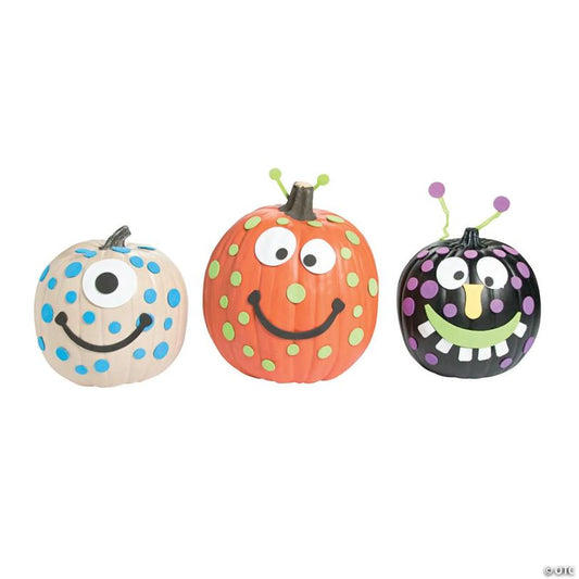 Foam Silly Polka Dot Monster Pumpkin Decorating Craft Kit - Makes 12