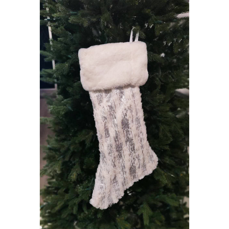 Foil Faux Fur Christmas Stocking