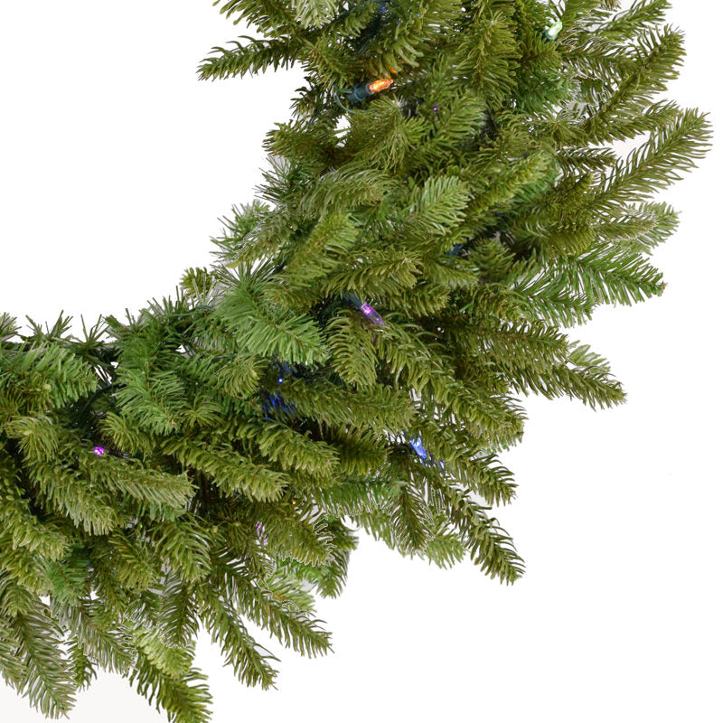 20" Farmhouse Christmas Wreath displayed on a front door