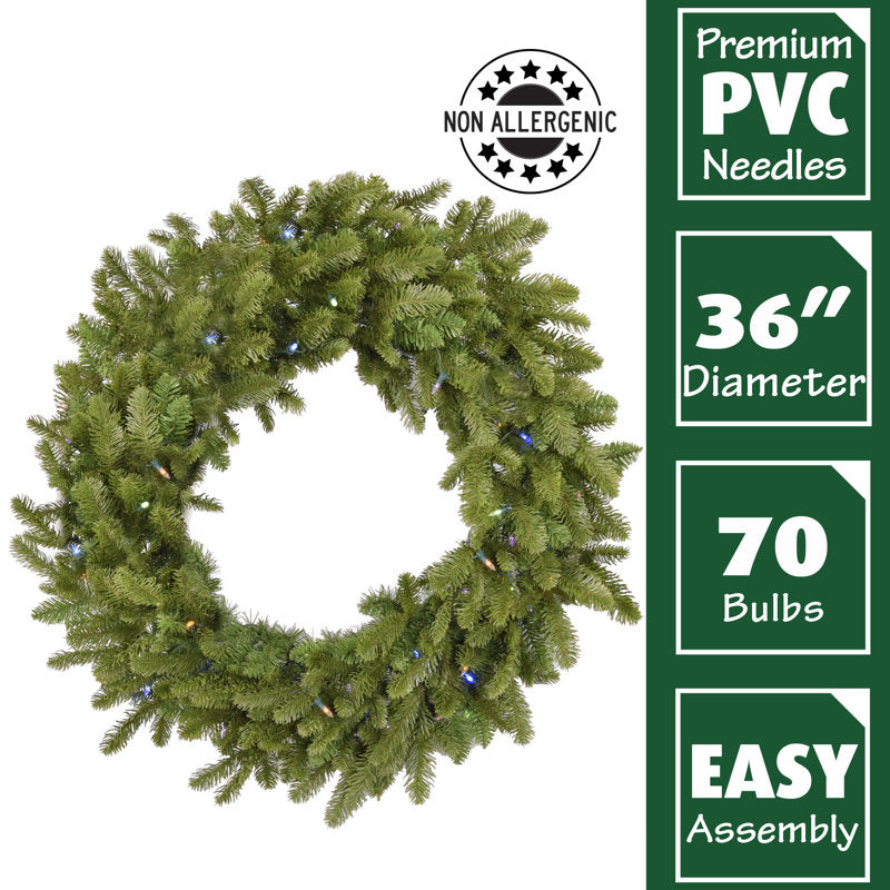 20" Farmhouse Christmas Wreath displayed on a front door