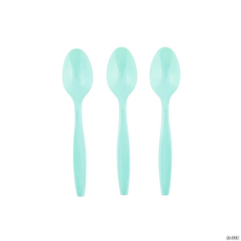 Fresh Mint Green Plastic Spoons - 24 Ct. | USA Decoration®