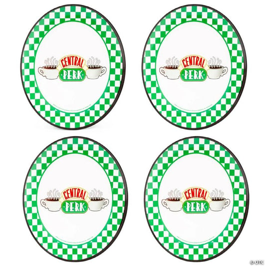 Friends Central Perk Checkerboard Logo 10-Inch Melamine Dinner Plates Set of 4 | USA Decoration®
