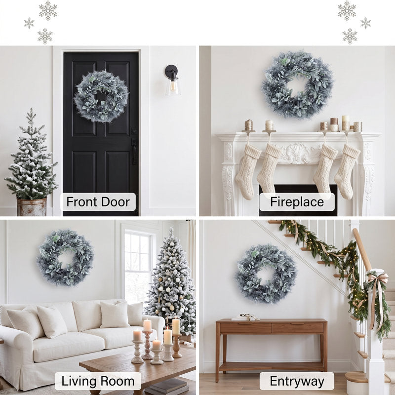 Frosted Artificial Eucalyptus Christmas Wreath