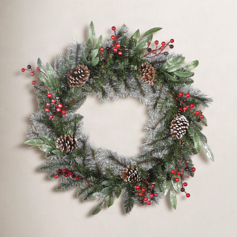 7" Artificial Berry Christmas Wreath as a festive door display