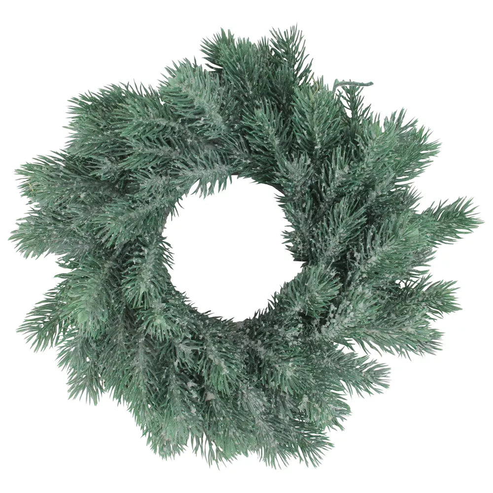 Frosted Green Pine Artificial Christmas Wreath 12 Inch Unlit