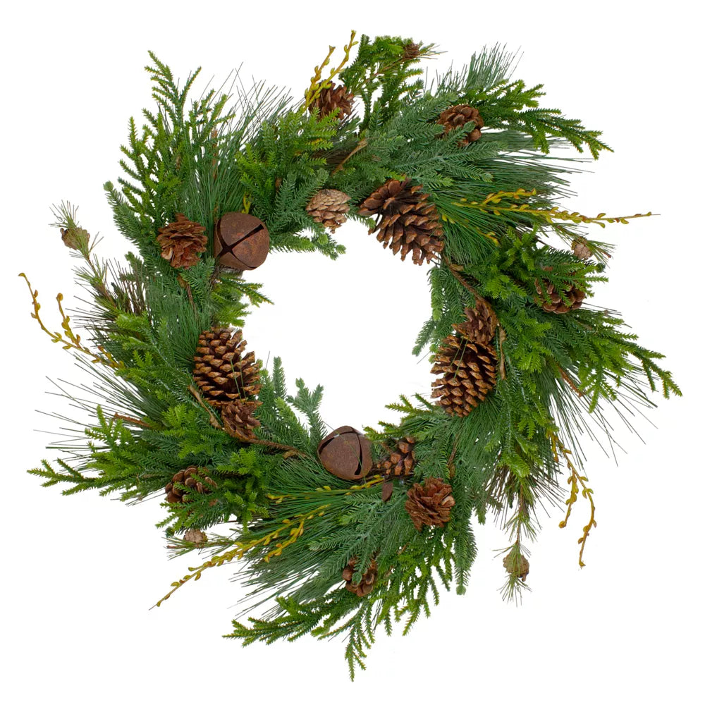 26 Inch Rustic Pinecone Artificial Christmas Wreath – Unlit