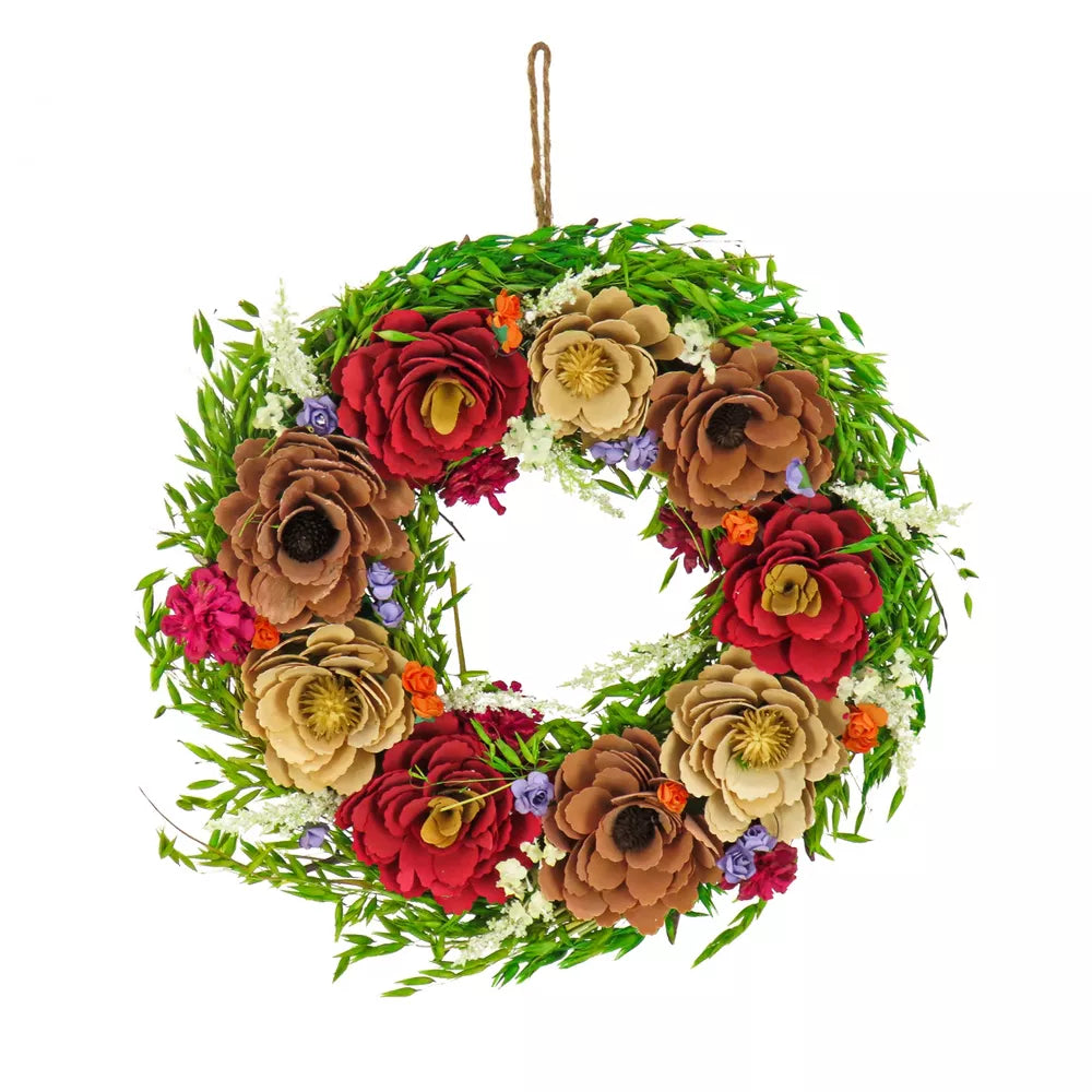 17 Inch Artificial Spring Blooms Floral Wreath