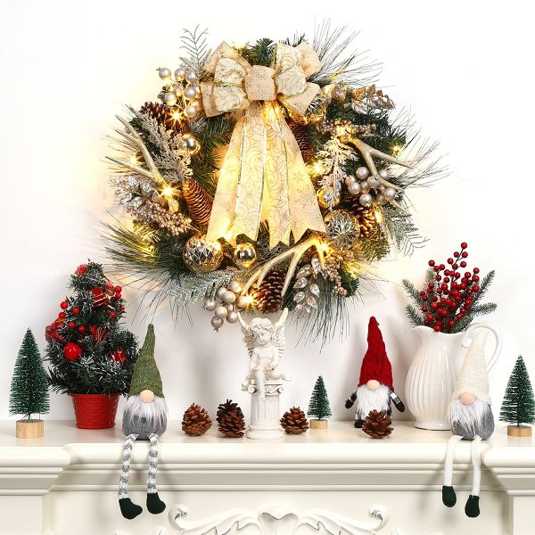 Christmas Wreath Artificial Xmas Pine Cone Berries Holiday Decor