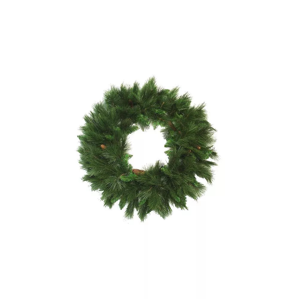 Mixed White Valley Pine Christmas Wreath 48 Inch with Pine Cones Unlit