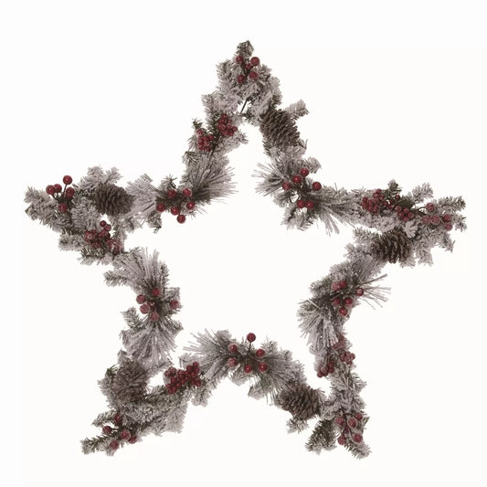 Transpac Multicolor Christmas Pinecone and Berry Star Decor – Holiday Wreath and Home Decoration