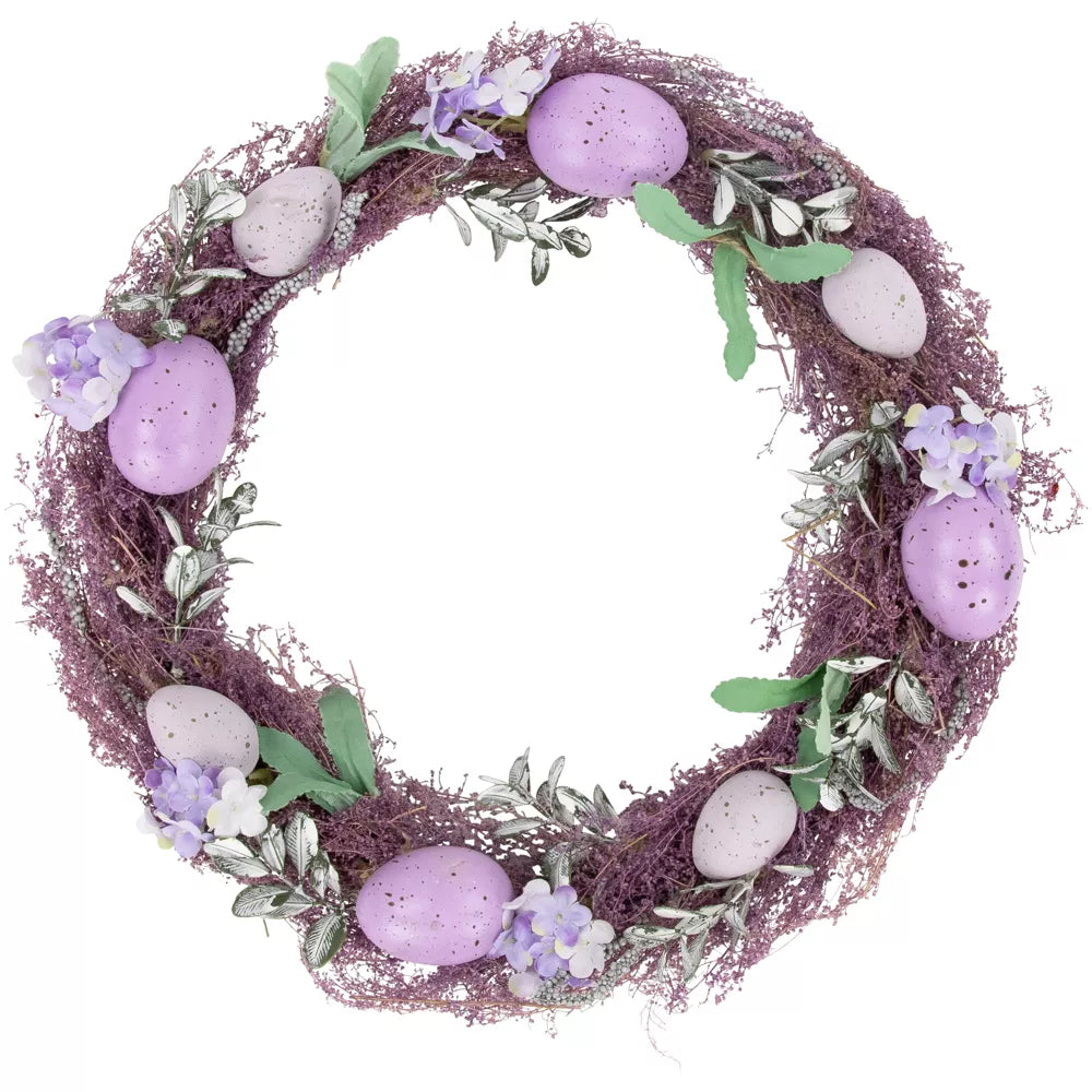 Speckled Egg Lavender Floral Easter Twig Wreath 12 Inch