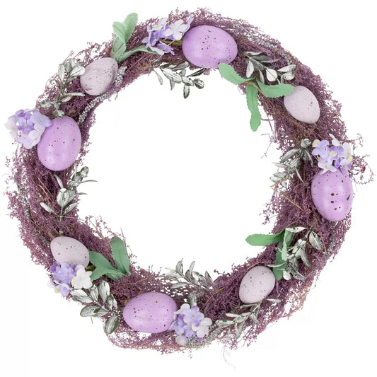 Speckled Egg Lavender Floral Easter Twig Wreath 12 Inch