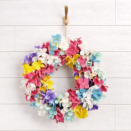 Lighted Colorful Summer Flower Wreath Vibrant Floral Home Decor