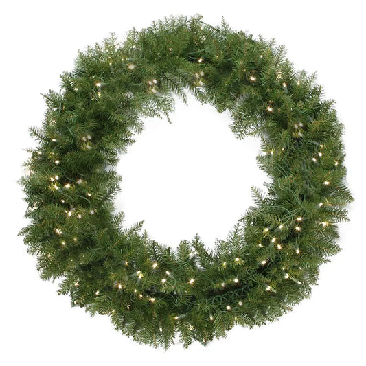 24 Inch Pre-Lit Northern Pine Artificial Christmas Wreath with LED Clear Lights