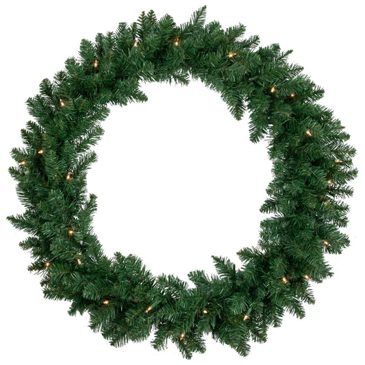Pre-Lit Everett Pine Christmas Wreath 36 Inch Clear Lights Artificial Holiday Decoration