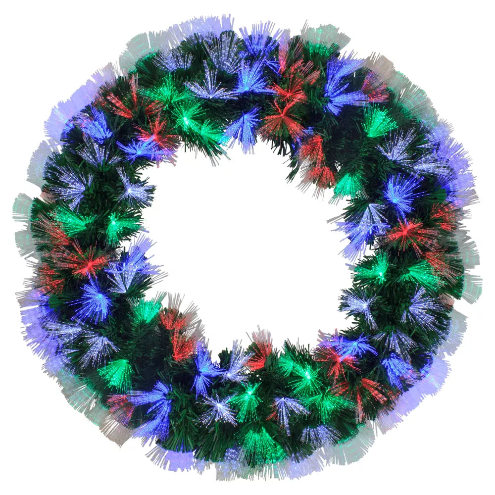 Multi-Function Color Changing Fiber Optic Pine Christmas Wreath 24 Inch