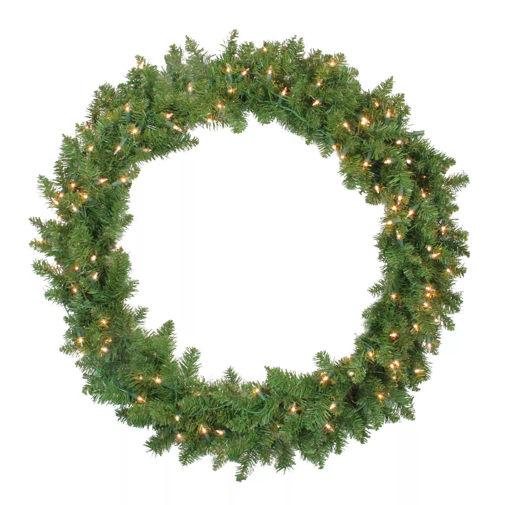 Pre-Lit Northern Pine Christmas Wreath 36 Inch Clear Lights Artificial Holiday Decoration