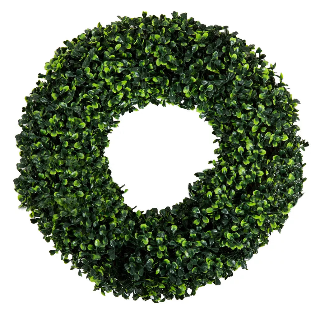 16.5 Inch Boxwood Artificial Wreath – UV Resistant All-Season Indoor/Outdoor Décor