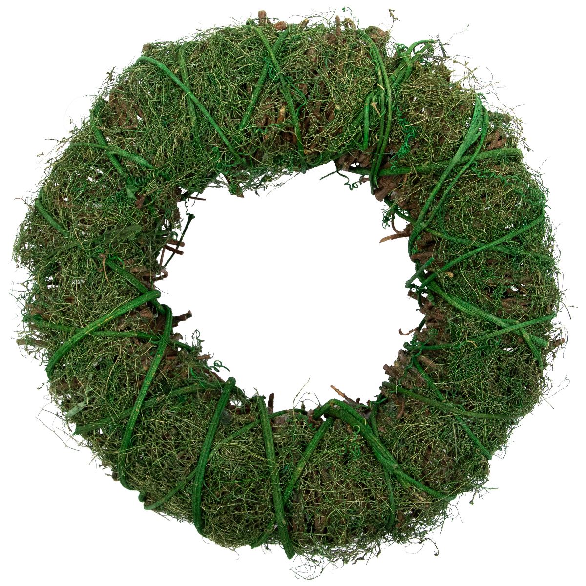 12 Inch Green Moss and Twig Artificial Spring Wreath – Rustic Home Décor