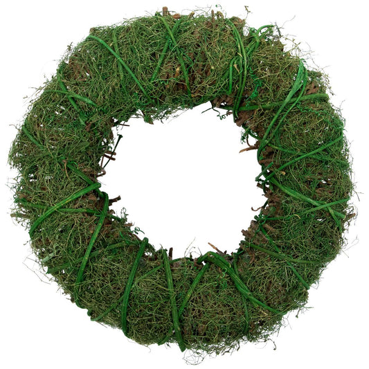 12 Inch Green Moss and Twig Artificial Spring Wreath – Rustic Home Décor