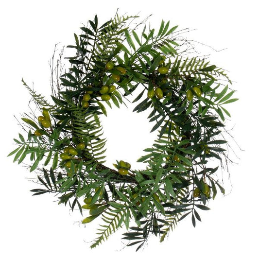 24" Artificial Mixed Olive Leaf Wreath for Home Door Wall Decor