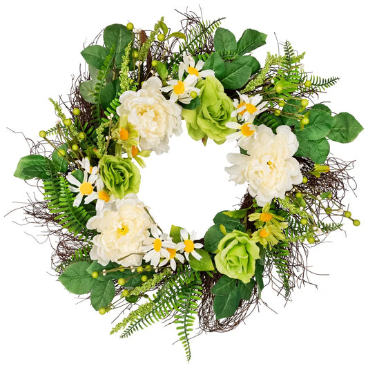 22 Inch Mixed Floral Artificial Spring Wreath