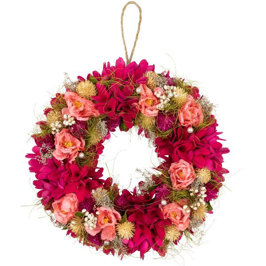 12.5" Artificial Spring Wreath with Mixed Flowers and Berries Seasonal Door Accent