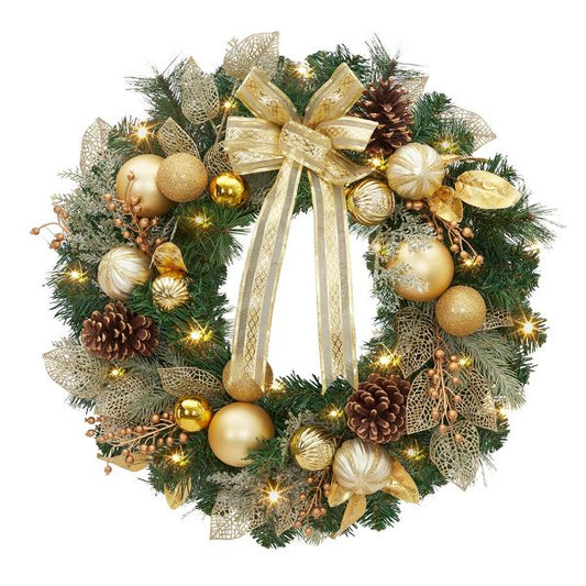 Artificial Christmas Wreath with Pine Cones & Berries for Front Door