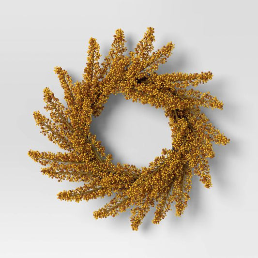 Goldenrod Mini Fall Wreath Autumn Floral Accent for Door or Wall Decor