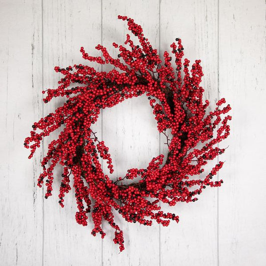 Burgundy Red Artificial Berry 22 Inch Christmas Holiday Wreath