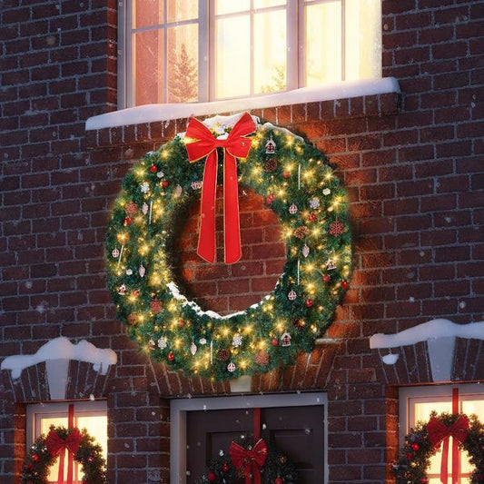 72" Large Pre-Lit Christmas Wreath with 300 LED Lights