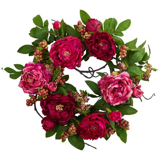20" Peony and Berry Wreath – Spring & Summer Decor