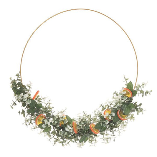 22” Green Harvest Dried Citrus Hoop Wreath