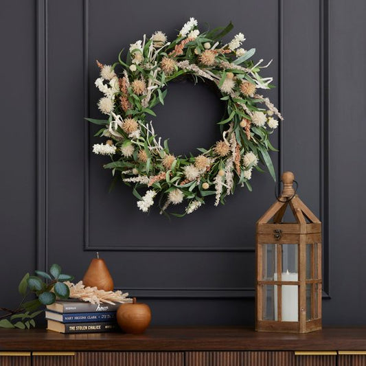 24" Pre-Lit Red & White Christmas Wreath with Ornaments