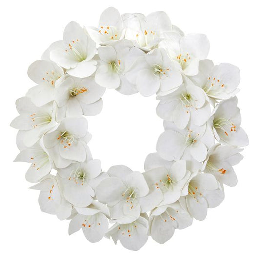 24" Amaryllis Wreath – Artificial Floral Home Decor