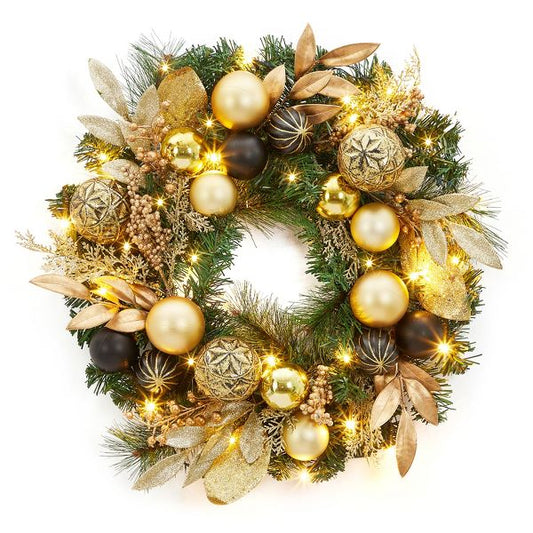 Christmas Wreath Artificial Cypress Pine Cones Berries Holiday Decor