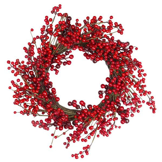 20 Inch Artificial Berry Christmas Twig Wreath for Indoor Holiday Decor