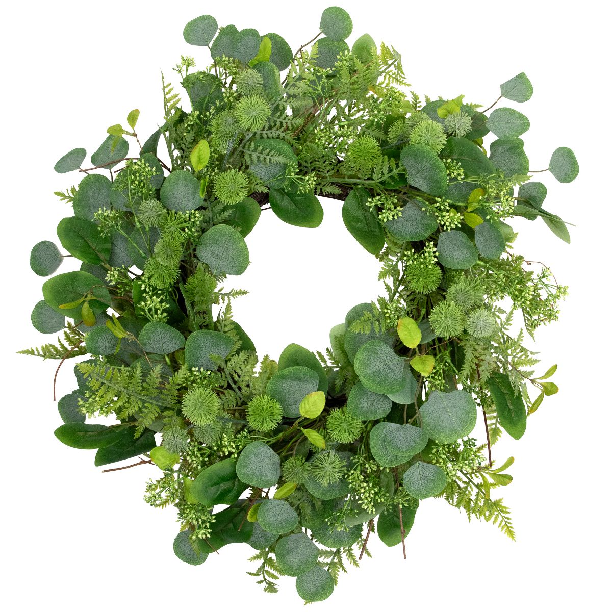 Northlight 24" Seeded Eucalyptus and Sweet Gum Flowers Artificial Spring Wreath – Floral Home Décor