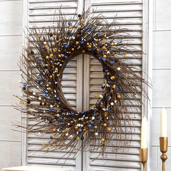 Cozy Country Berry Wreath Rustic Farmhouse Style Door Decoration