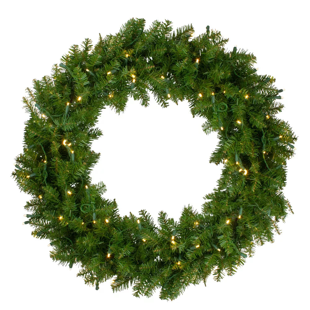 Pre-Lit Northern Pine Christmas Wreath 36 Inch Warm White LED Artificial Holiday Decoration